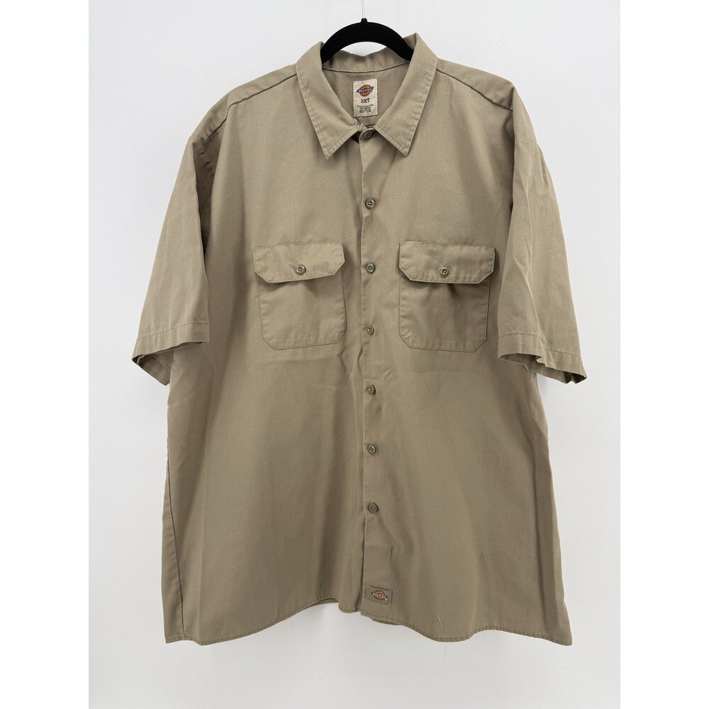 Dickies Work Shirt Men’s Short Sleeve Button Up Pockets 2XLT Tan